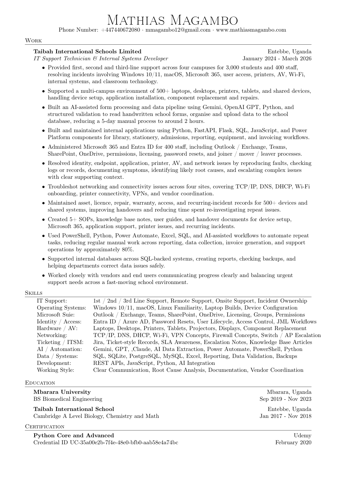Mathias Magambo resume